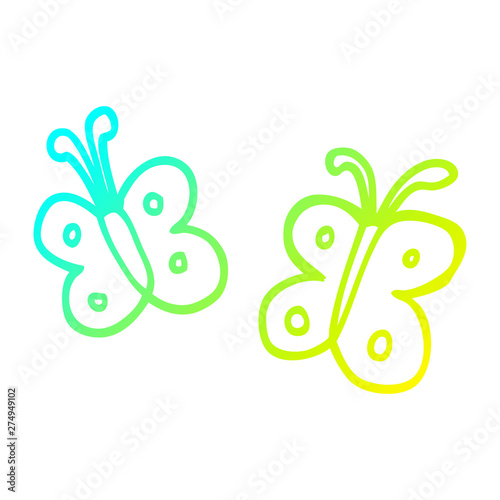 cold gradient line drawing cartoon butterfly