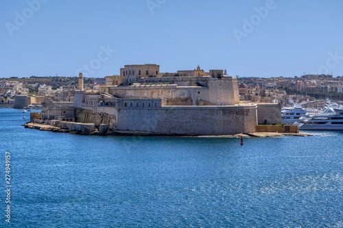 Obraz na płótnie Fort Saint Angelo at the Grand Harbour in Birgu, Malta w salonie