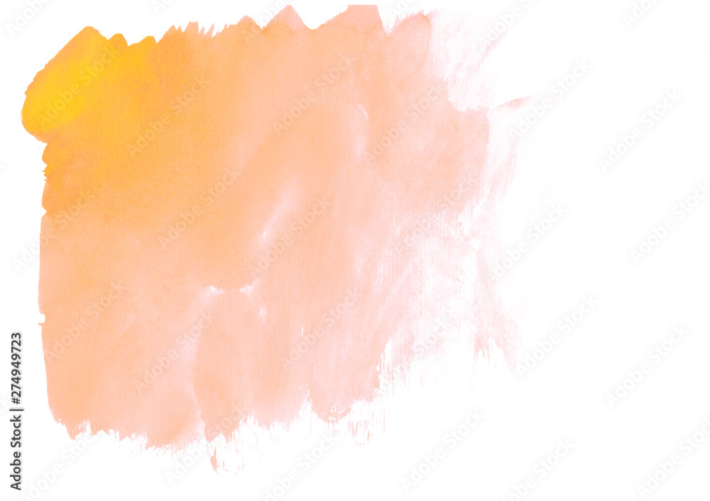 orange watercolor gradient strokes brush.Manual work.Watercolor banner in high resolution