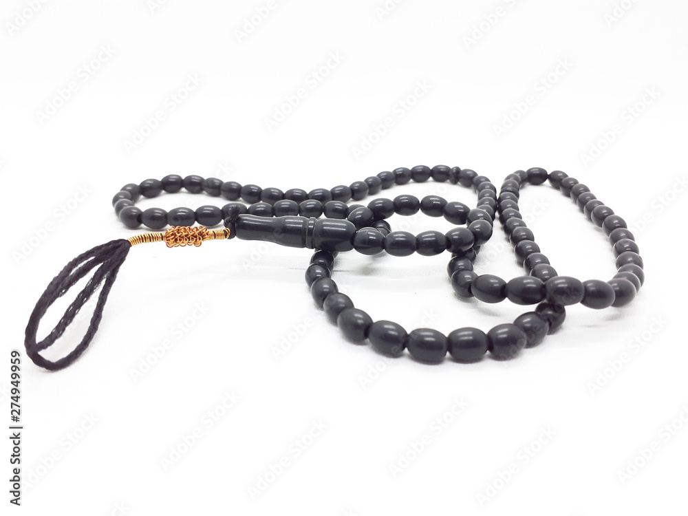 Islam Religious Praying Beads Rope in White Isolated Background