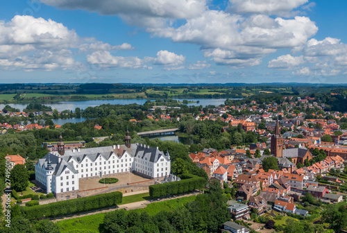 Aerial view of Ploen castle and old town photo