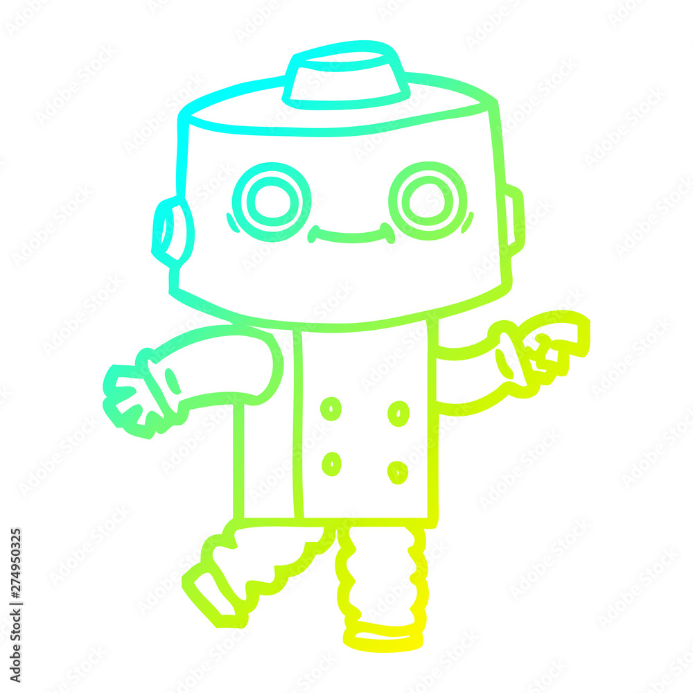 cold gradient line drawing cartoon robot