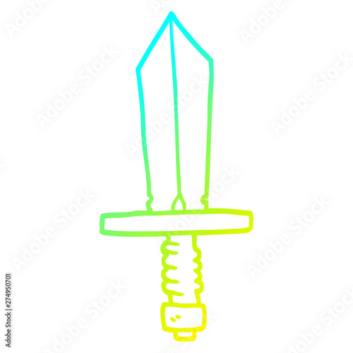 cold gradient line drawing cartoon dagger