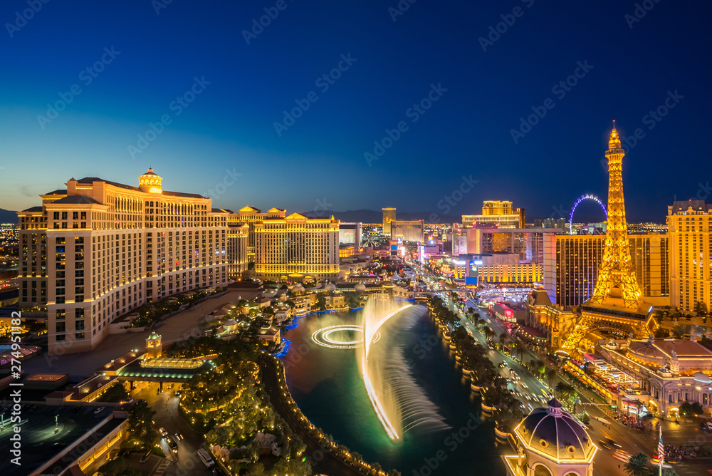 aerial Las Vegas at night