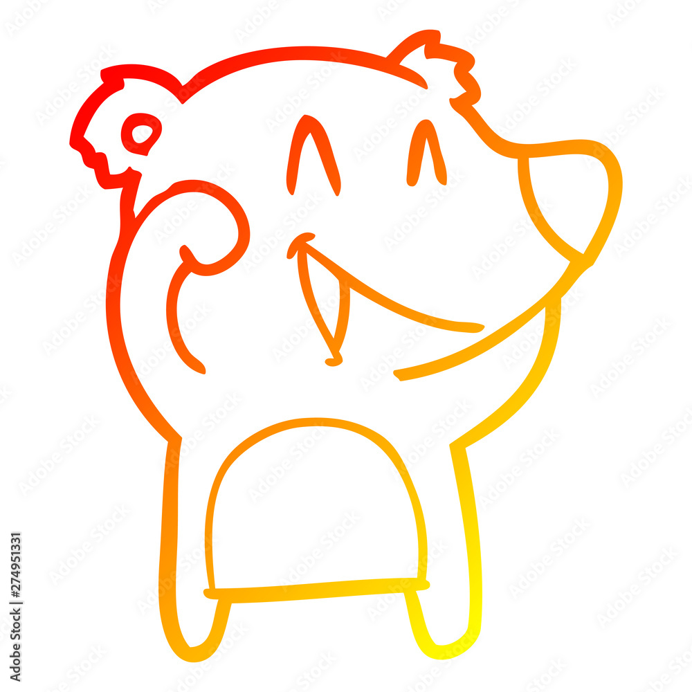 Obraz premium warm gradient line drawing laughing bear cartoon