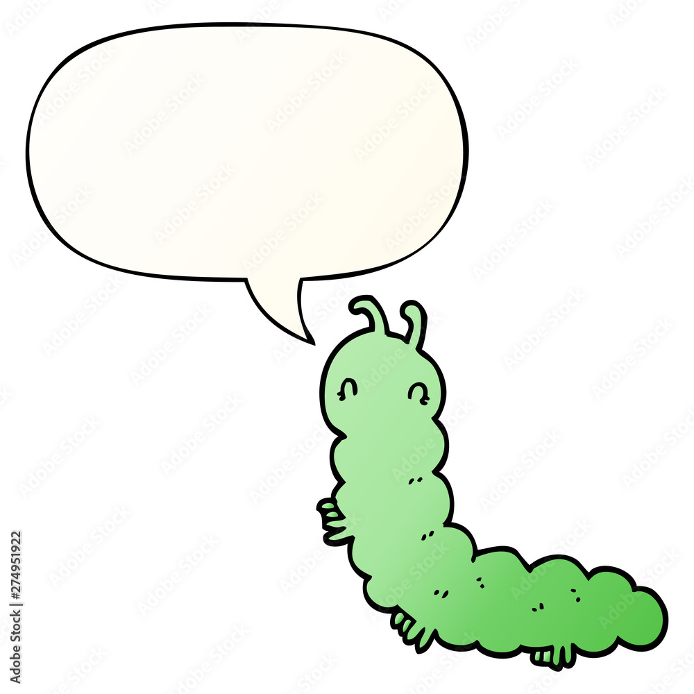 cartoon caterpillar and speech bubble in smooth gradient style cartoon caterpillar and speech bubble in smooth gradient style