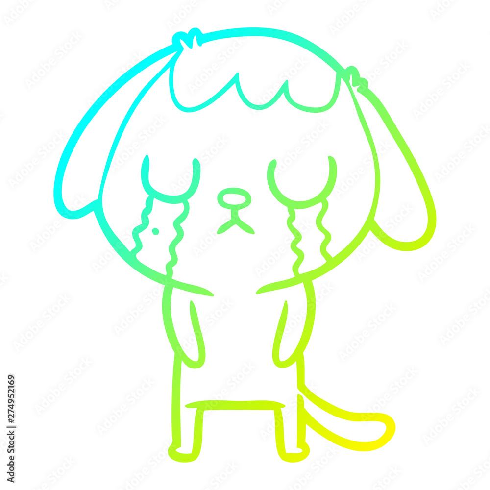 cold gradient line drawing cute cartoon dog crying cold gradient line drawing cute cartoon dog crying