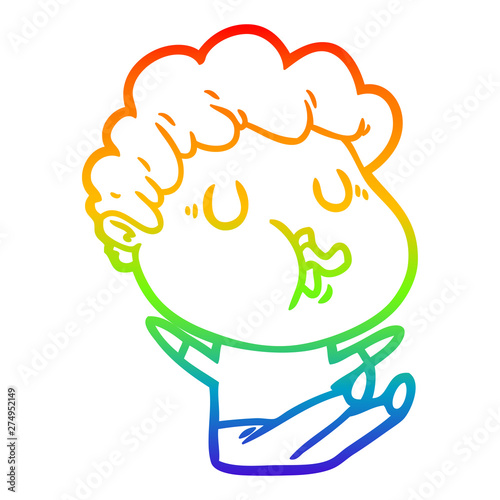 rainbow gradient line drawing cartoon man singing