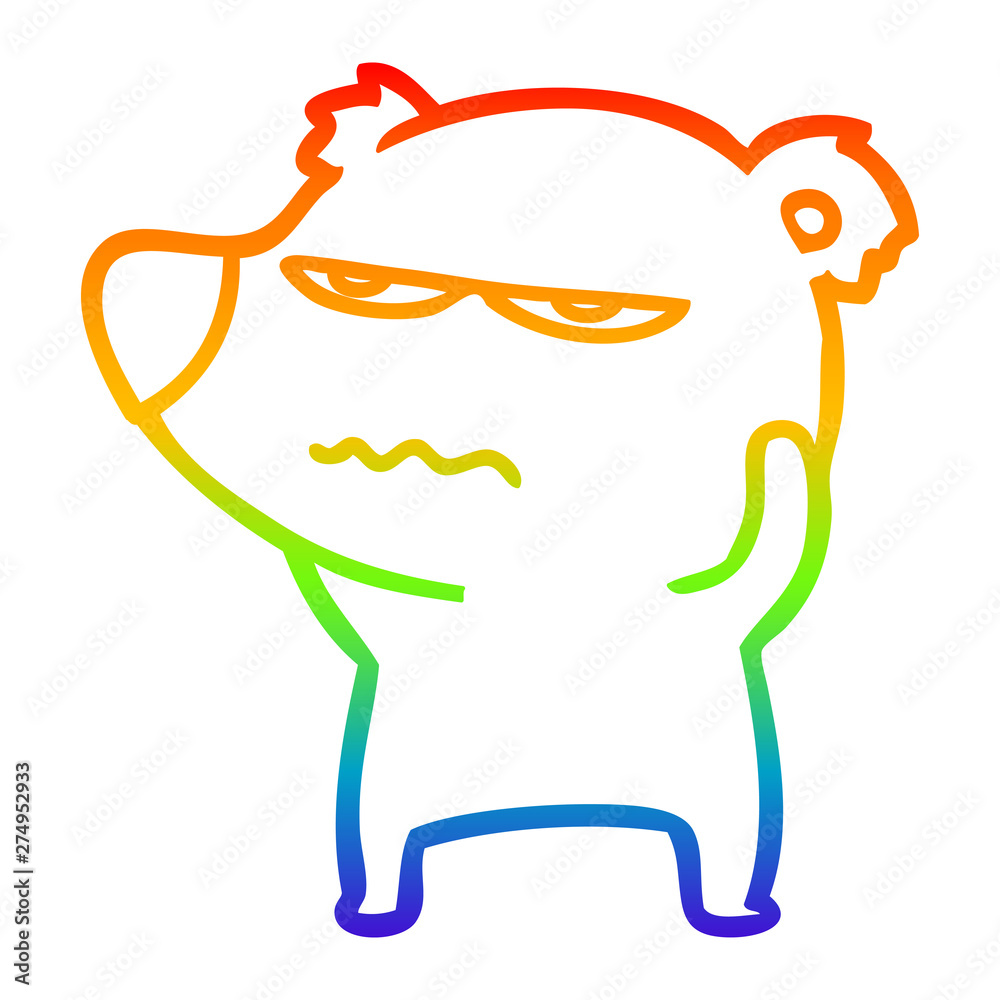 rainbow gradient line drawing angry bear polar cartoon rainbow gradient line drawing angry bear polar cartoon