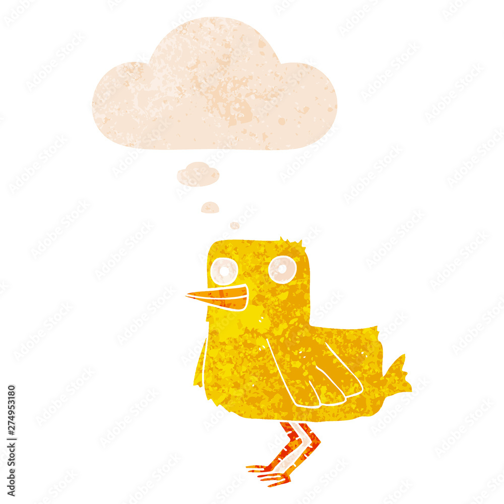 cartoon duck and thought bubble in retro textured style cartoon duck and thought bubble in retro textured style