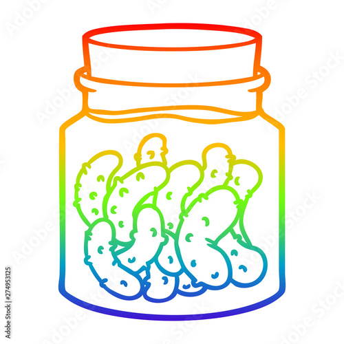 rainbow gradient line drawing cartoon pickled gherkins