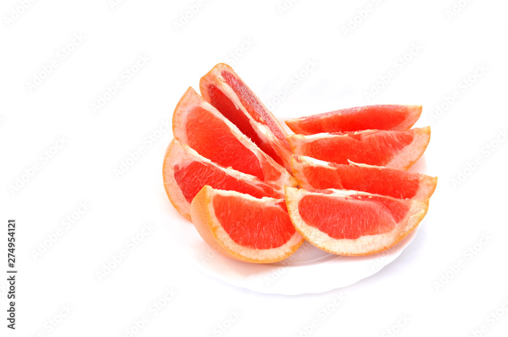 slices of grapefruit isolated on white background