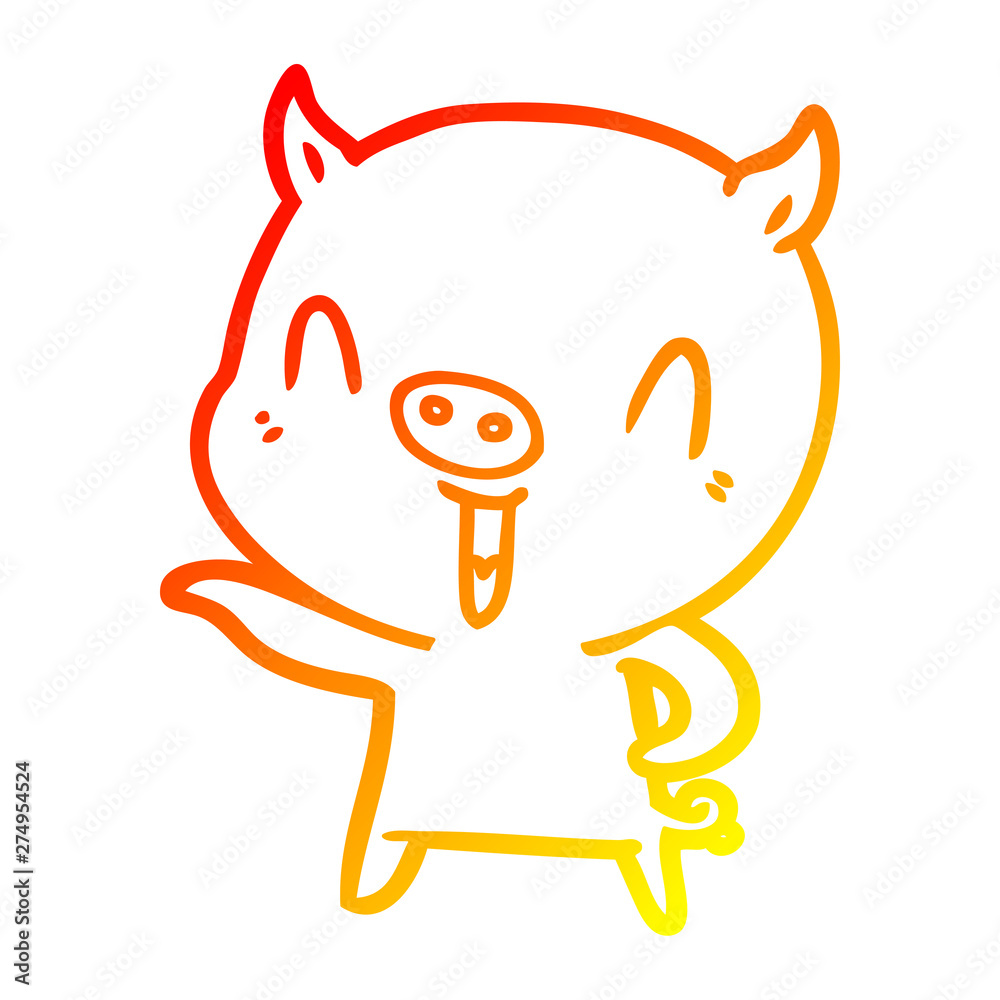 warm gradient line drawing happy cartoon pig warm gradient line drawing happy cartoon pig