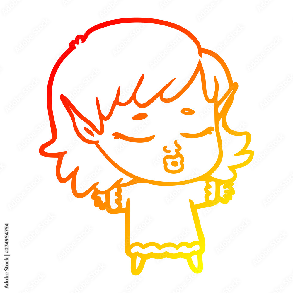 warm gradient line drawing pretty cartoon elf girl warm gradient line drawing pretty cartoon elf girl