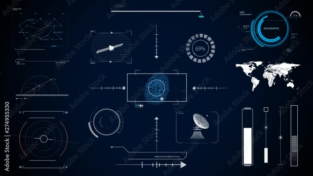 Technologies hud screen displays animations