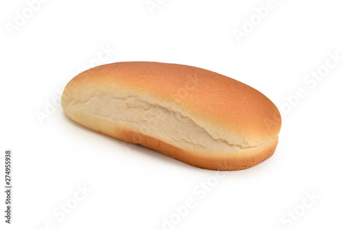Hot dog bread isolated on white background.