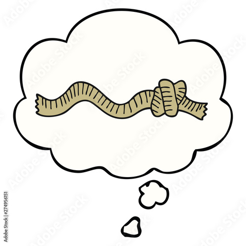 cartoon knotted rope and thought bubble