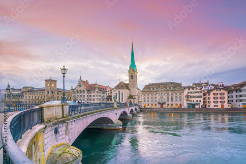 Cityscape of downtown Zurich in Switzerland photo