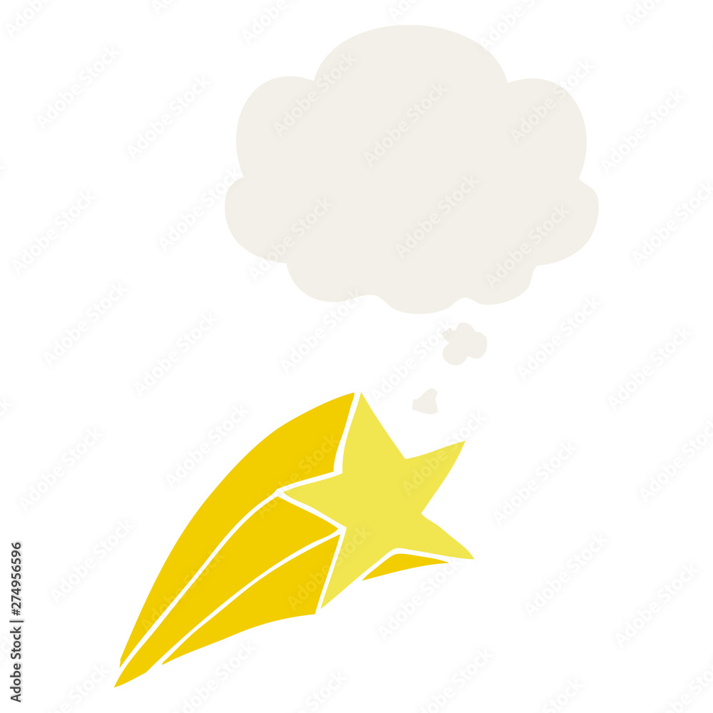 cartoon shooting star and thought bubble in retro style cartoon shooting star and thought bubble in retro style