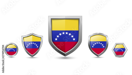 Set of Venezuela country flag with metal shape shield badge Free Download Set of Venezuela country flag with metal shape shield badge - GFXLoad