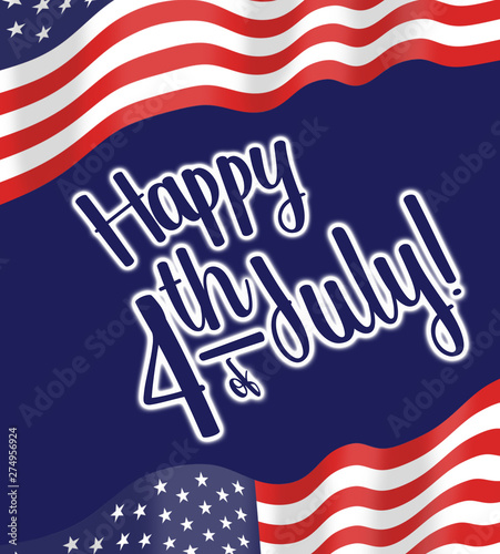 Happy FOurth of JUly, Independence day illustration with greeting