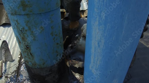 Wallpaper Mural Roof repair in the chimney area using a blowtorch. Torontodigital.ca