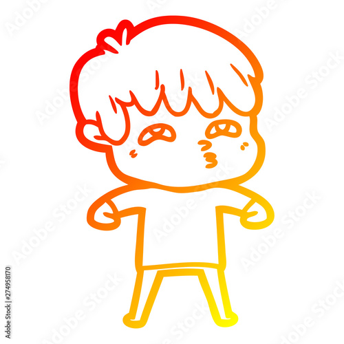 warm gradient line drawing cartoon curious man