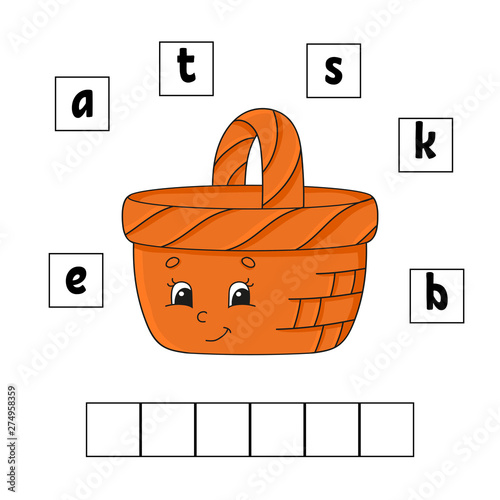 Words puzzle. Education developing worksheet. Learning game for kids. Activity page. Puzzle for children. Riddle for preschool. Simple flat isolated vector illustration in cute cartoon style.