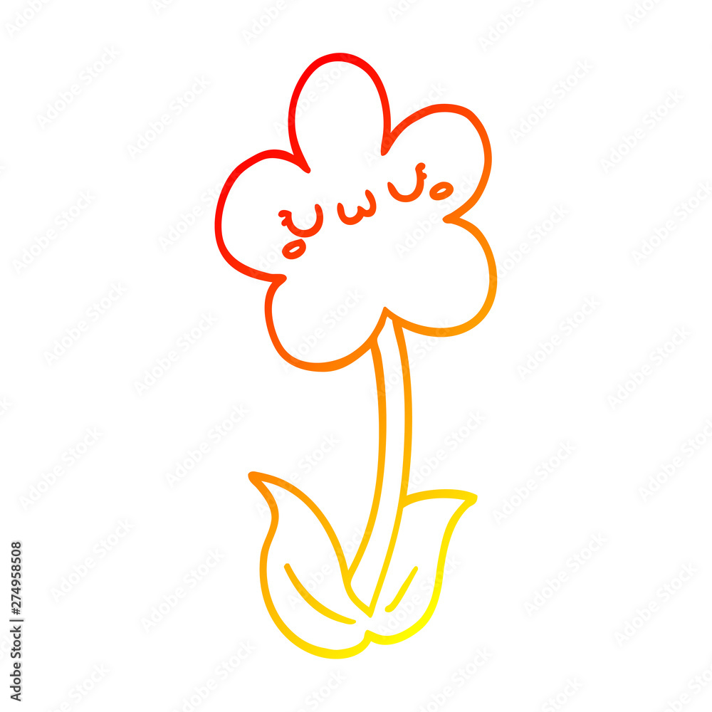 warm gradient line drawing cartoon flower