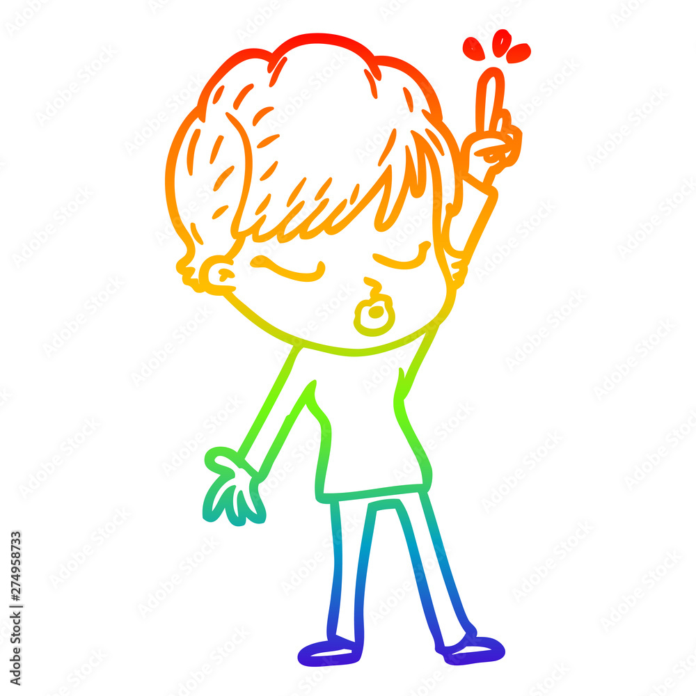 rainbow gradient line drawing cartoon woman with eyes shut rainbow gradient line drawing cartoon woman with eyes shut