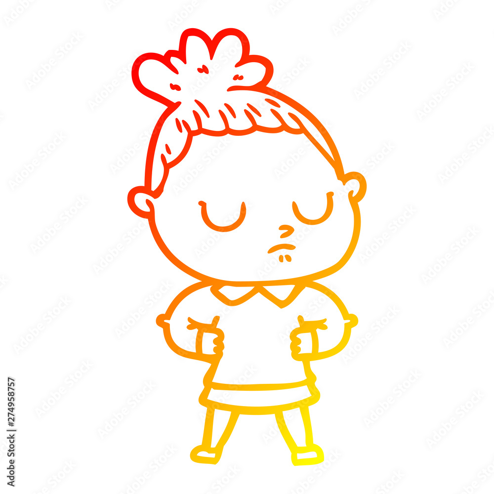warm gradient line drawing cartoon calm woman warm gradient line drawing cartoon calm woman
