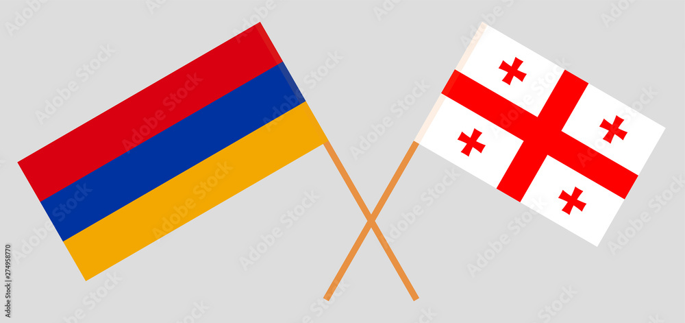 Georgia and Armenia. Crossed Georgian and Armenian flags
