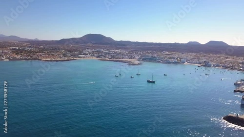 aerial view of corralejo's harbor