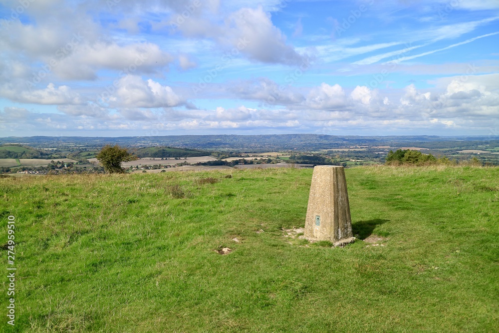 Trig point on Beacon Hill on the South Downs Way