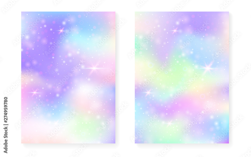 Rainbow background with kawaii princess gradient. Magic unicorn hologram. Rainbow background with kawaii princess gradient. Magic unicorn hologram.