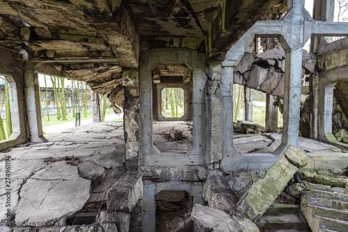 Old destroyed military barracks ruins from the World War II at Westerplatte in Gdansk, Poland. photo
