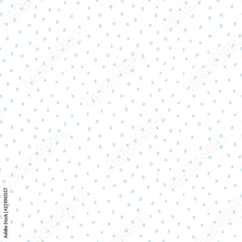 Cute seamless vector background pattern with hand drawn dots in pastel blue on white. For baby boy shower, Birthday, Wedding, scrapbook, cards, textiles, gift wrapping paper, surface textures.
