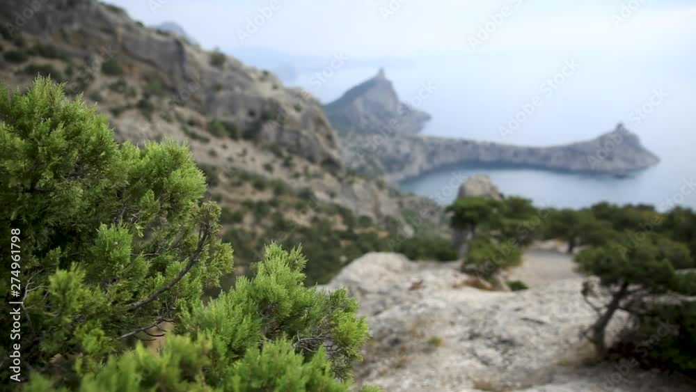 Cape Capchik between the mountain Eagle and Caraul-Oba. Separates Blue and Light Blue bays. Crimea, Novyi Svit. Cape Capchik between the mountain Eagle and Caraul-Oba. Separates Blue and Light Blue bays. Crimea, Novyi Svit.