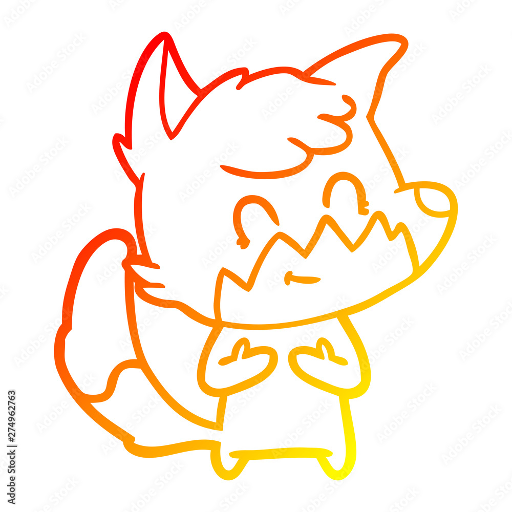 warm gradient line drawing cartoon friendly fox warm gradient line drawing cartoon friendly fox