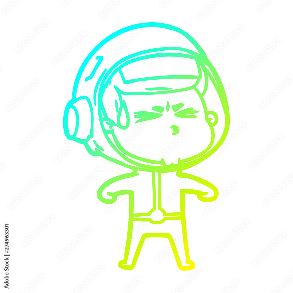 cold gradient line drawing cartoon stressed astronaut cold gradient line drawing cartoon stressed astronaut
