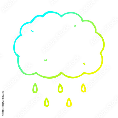 cold gradient line drawing cartoon cloud raining