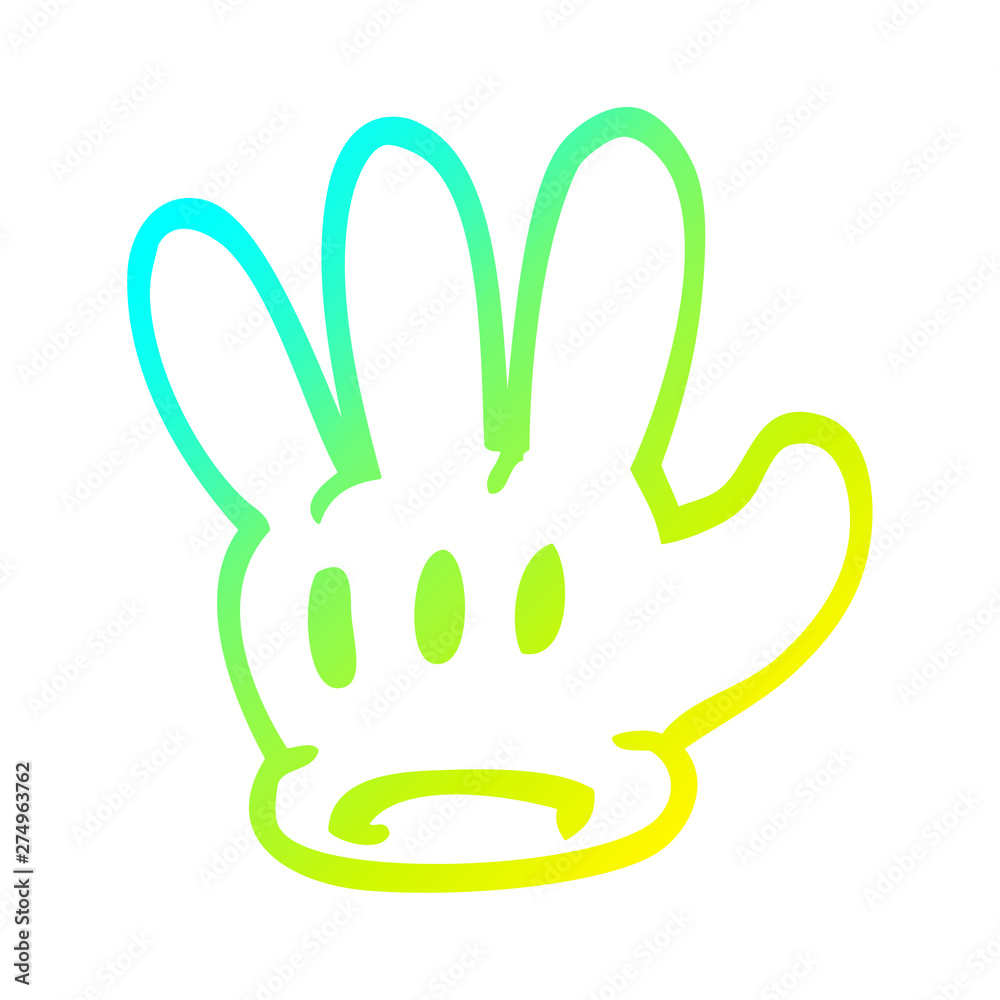 Fototapeta premium cold gradient line drawing traditional cartoon glove