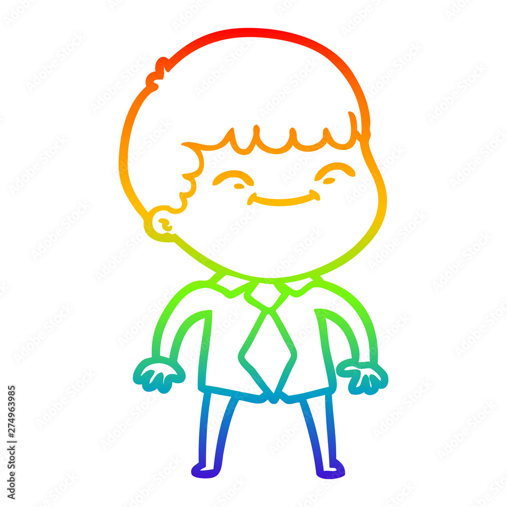 rainbow gradient line drawing cartoon happy boy rainbow gradient line drawing cartoon happy boy
