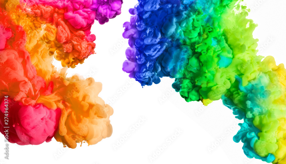 Rainbow of Acrylic Ink in Water. Color Explosion. Colours festival