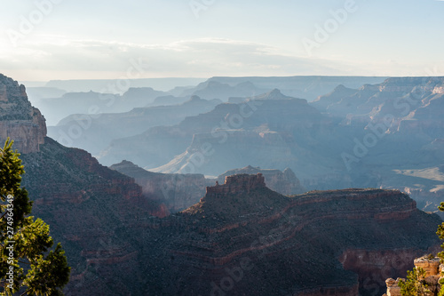 A sunset over the Grand Canyon, as seen from the South Rim Trail, near Yavapai Point.