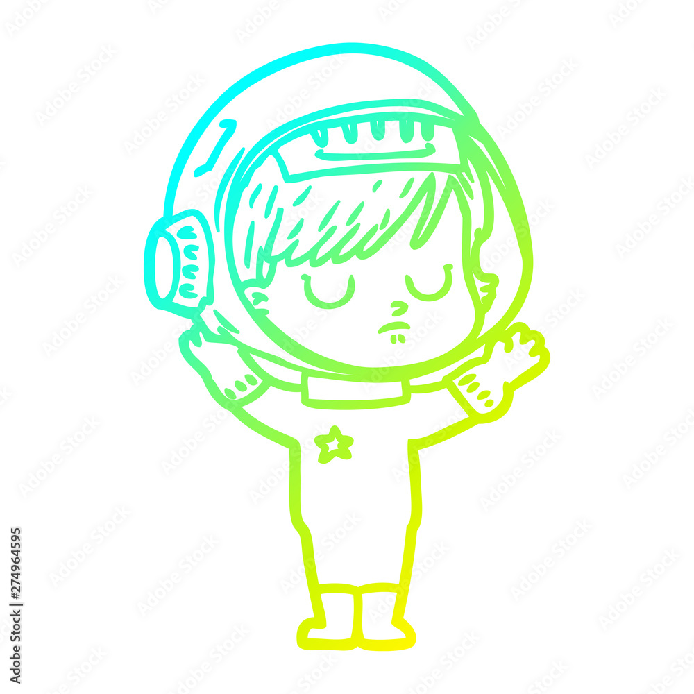 cold gradient line drawing cartoon astronaut woman cold gradient line drawing cartoon astronaut woman