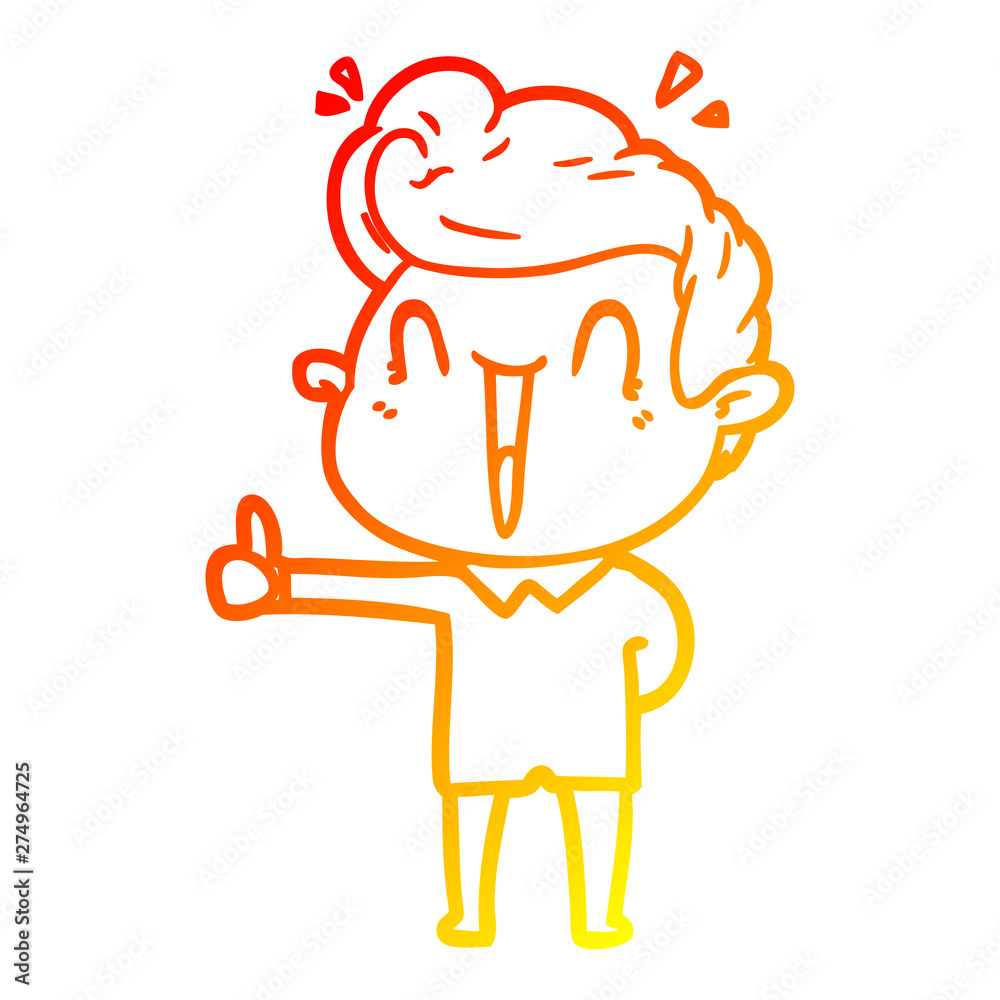 warm gradient line drawing cartoon excited man warm gradient line drawing cartoon excited man