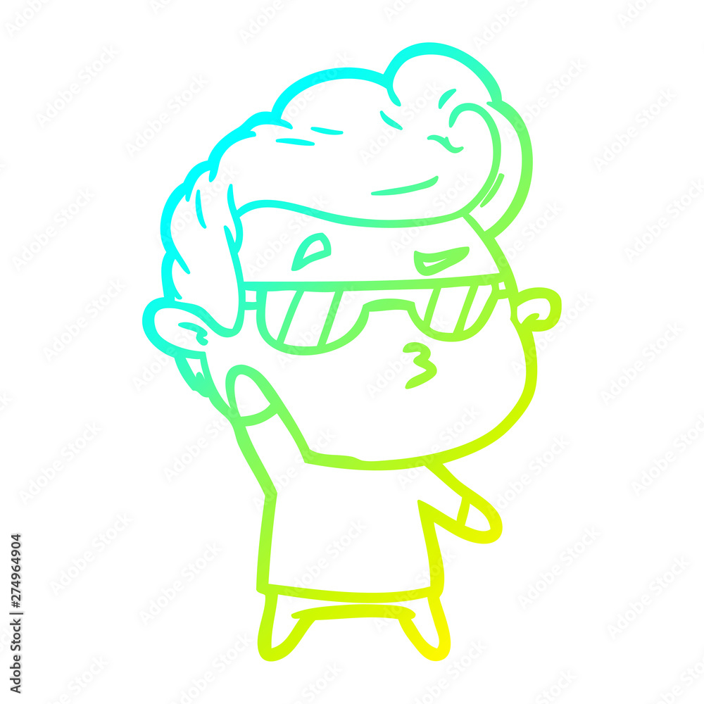 cold gradient line drawing cartoon cool guy