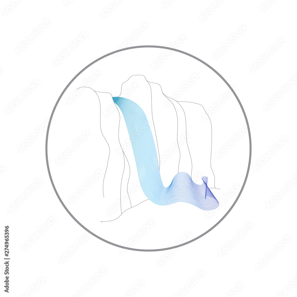 Vector illustration of waterfall cascade Vector illustration of waterfall cascade