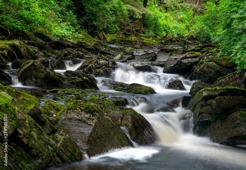 long exposure, mini falls, in the forest